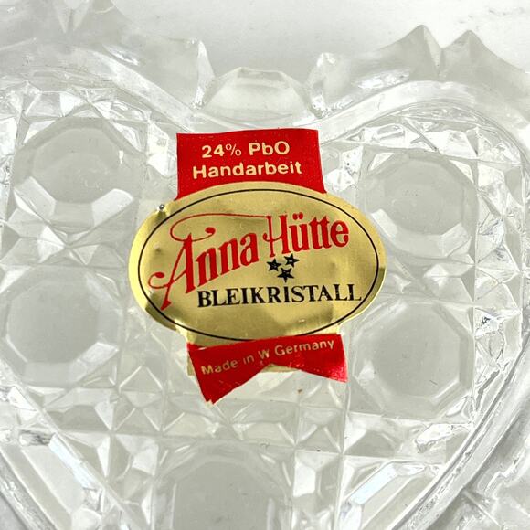 Vintage Anna Hutte Bleikristall Lead Crystal Heart Trinket Dish Box West Germany - Picture 3 of 5